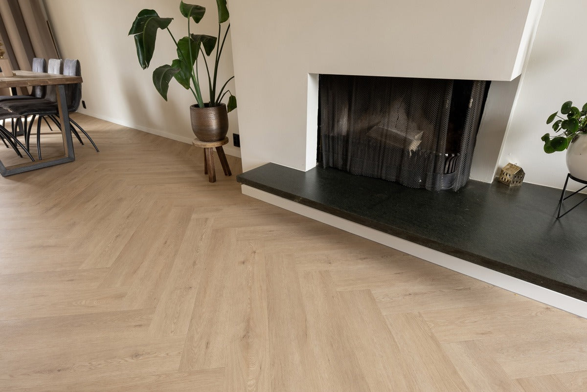 Floer Walvisgraat Click PVC – Gaia Grijsbeige